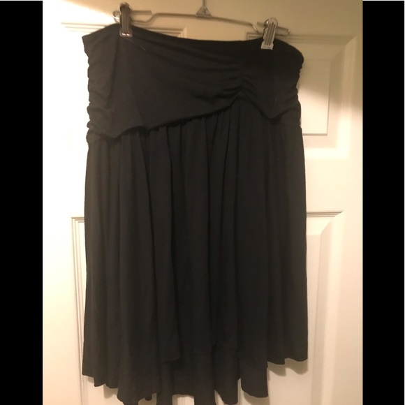 BLACK SIDE ROUCHED SKIRT - Picture 3 of 5